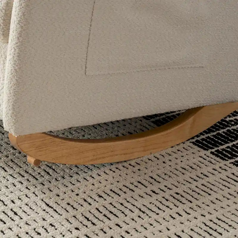 Fauteuil à bascule moderne à dossier haut avec repose-pieds et pieds en bois