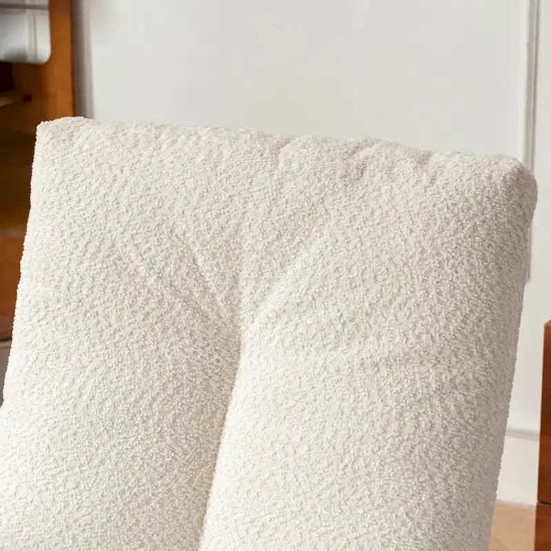 Fauteuil à bascule moderne à dossier haut avec repose-pieds et pieds en bois