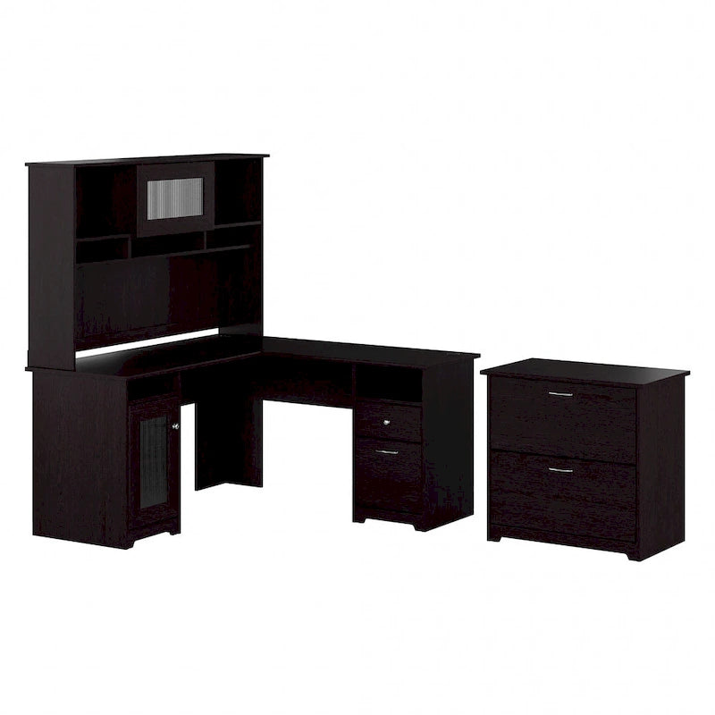Bureau d'angle avec huche et classeur