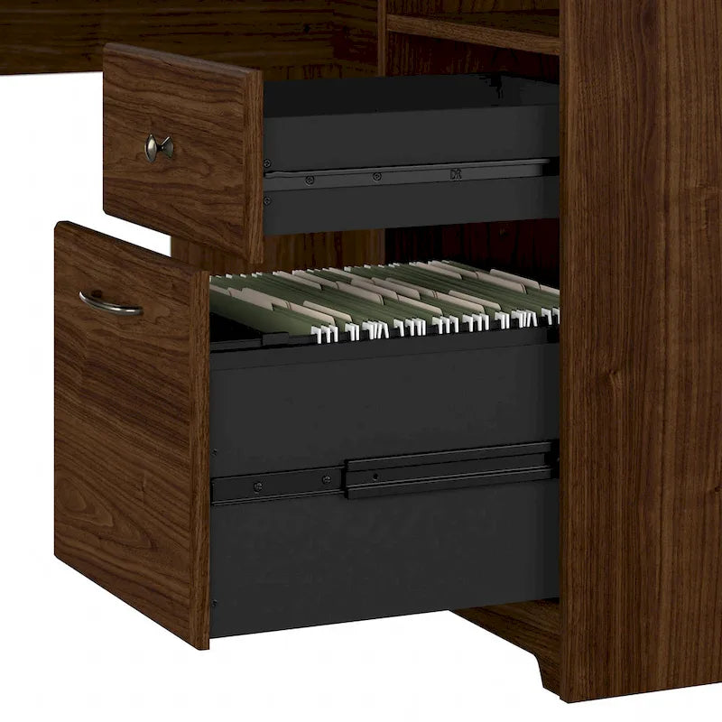 Bureau d'angle avec huche et classeur