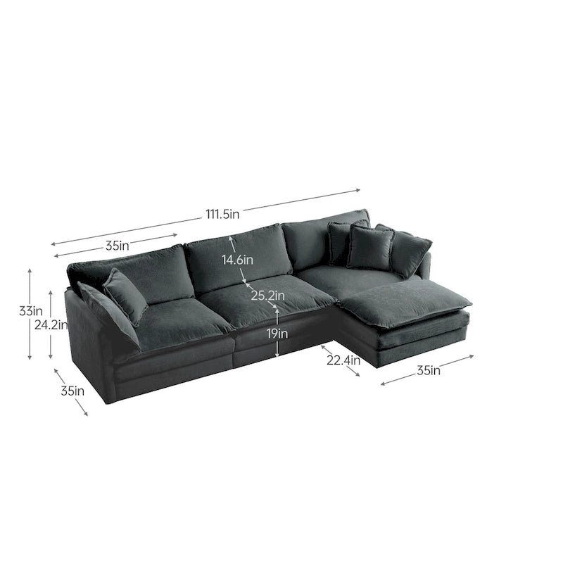 Canapé d'angle modulaire en chenille
