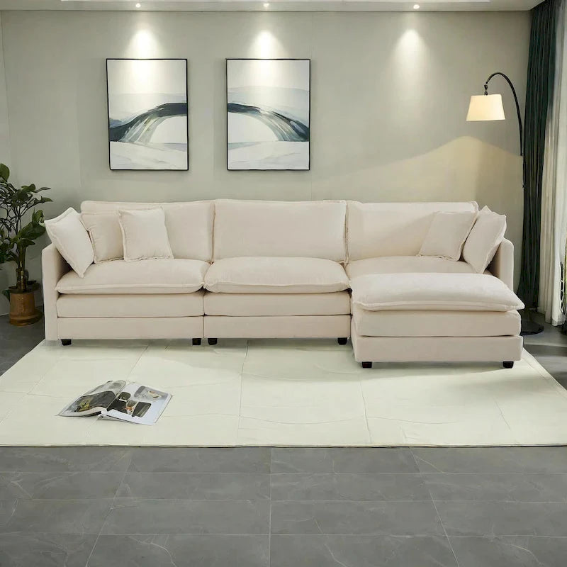 Canapé d'angle modulaire en chenille