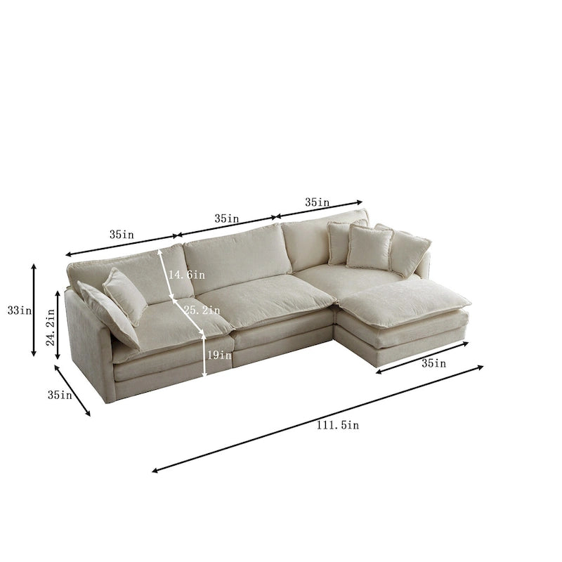 Canapé d'angle modulaire en chenille