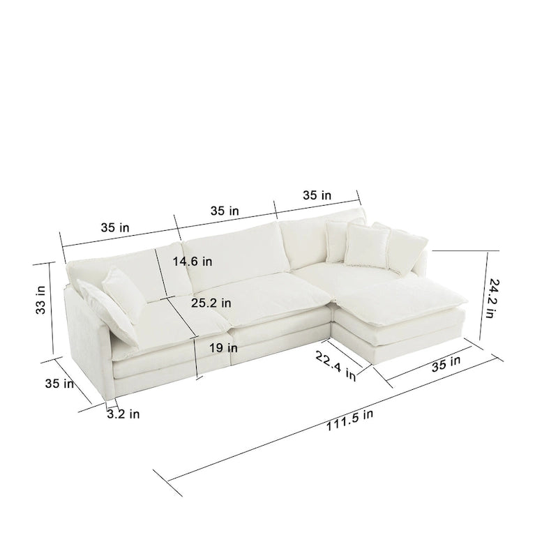 Canapé d'angle modulaire en chenille