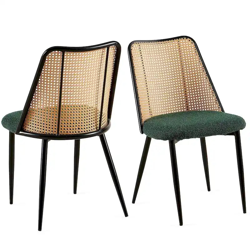 Chaises de salle à manger Chaises Boucle avec dossier en cannage naturel