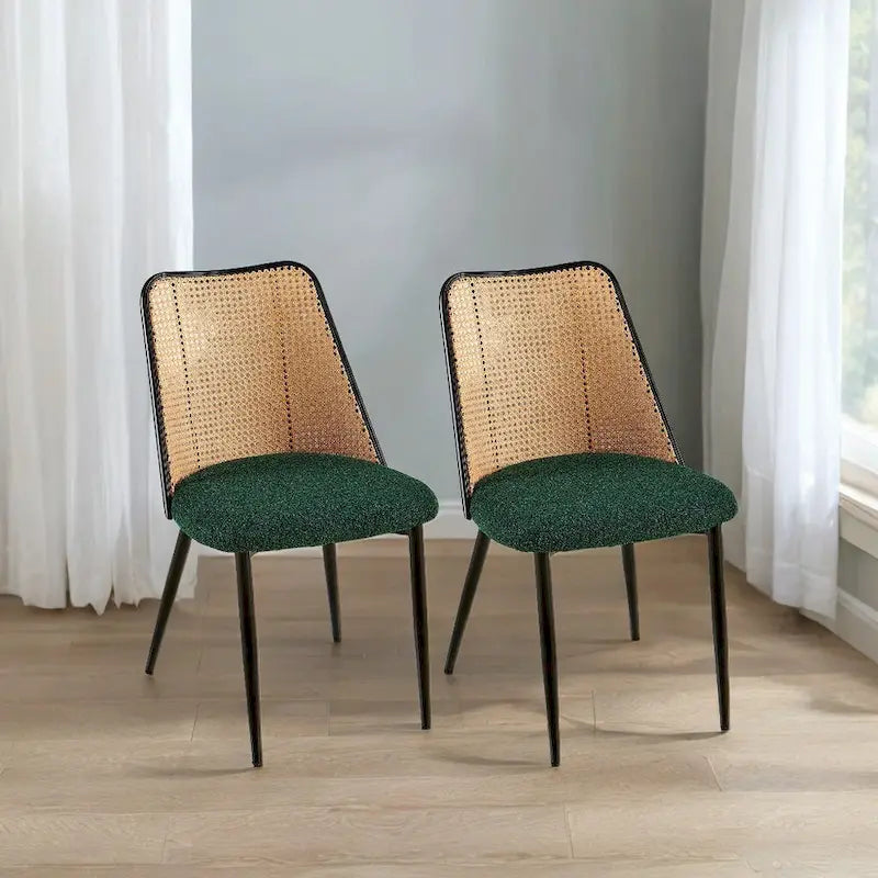 Chaises de salle à manger Chaises Boucle avec dossier en cannage naturel