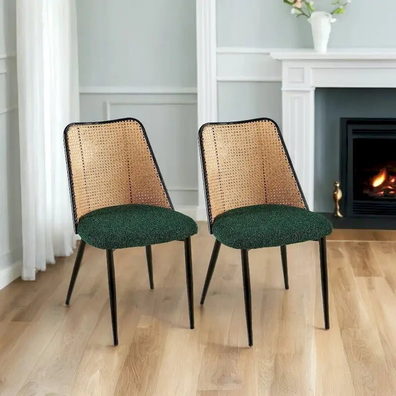 Chaises de salle à manger Chaises Boucle avec dossier en cannage naturel