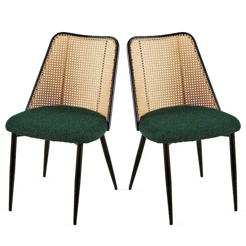 Chaises de salle à manger Chaises Boucle avec dossier en cannage naturel