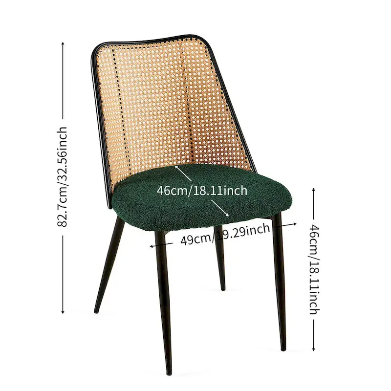 Chaises de salle à manger Chaises Boucle avec dossier en cannage naturel