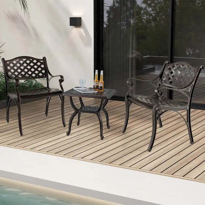Chaises de patio en fonte d'aluminium