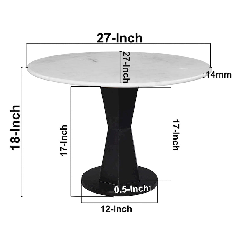 Table basse, table ronde avec plateau en marbre blanc