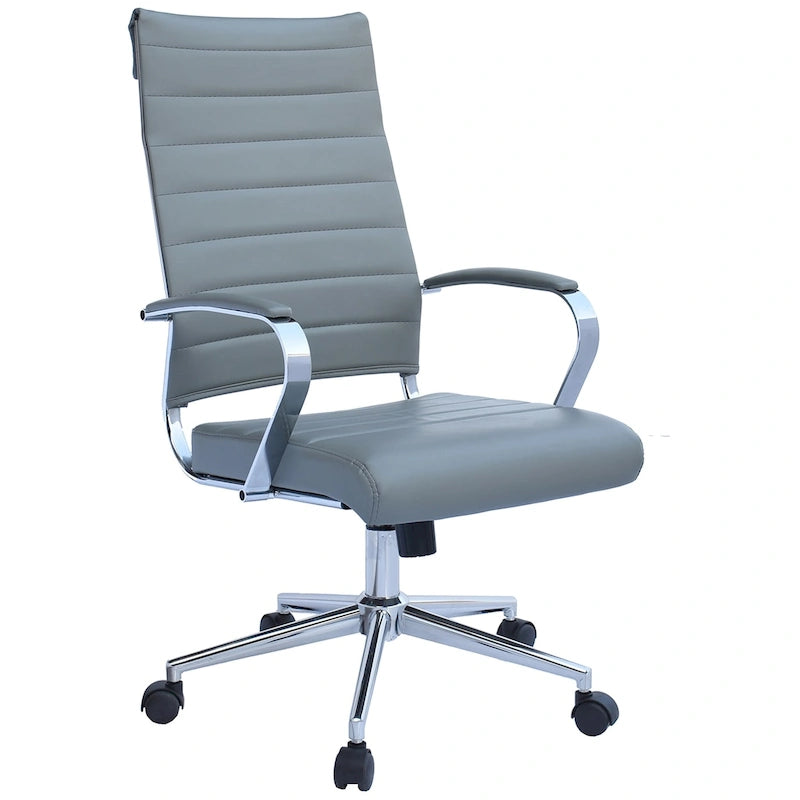Fauteuil de bureau moderne à haut dossier, côtelé, en cuir PU, pivotant, inclinable et réglable