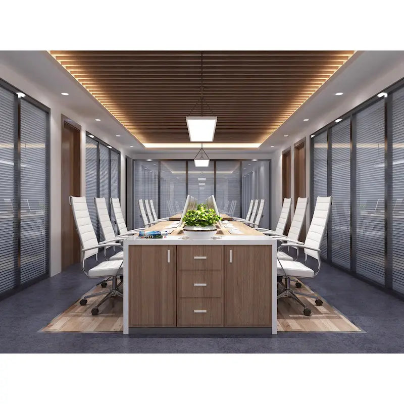 Fauteuil de bureau moderne à haut dossier, côtelé, en cuir PU, pivotant, inclinable et réglable
