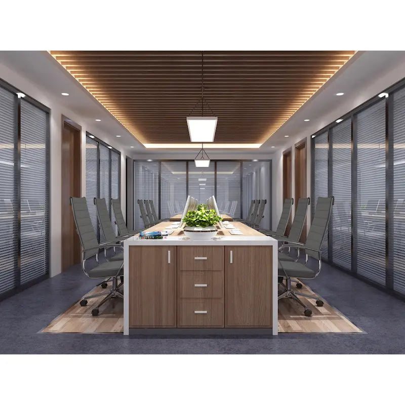 Fauteuil de bureau moderne à haut dossier, côtelé, en cuir PU, pivotant, inclinable et réglable