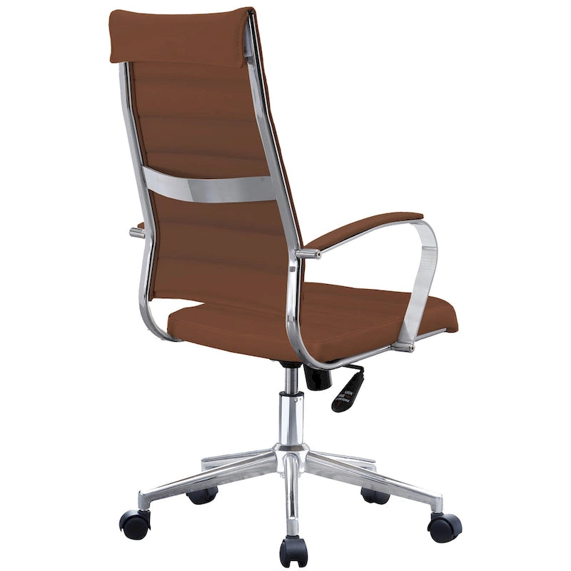Fauteuil de bureau moderne à haut dossier, côtelé, en cuir PU, pivotant, inclinable et réglable