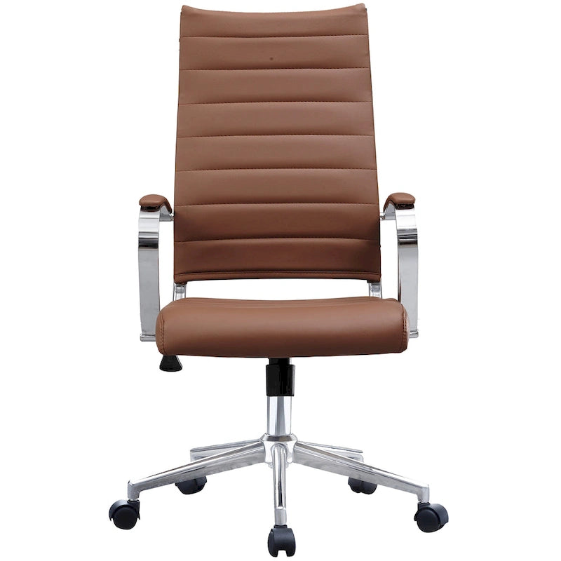 Fauteuil de bureau moderne à haut dossier, côtelé, en cuir PU, pivotant, inclinable et réglable