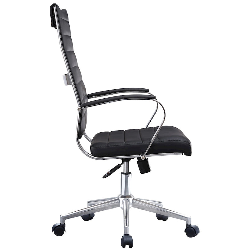 Fauteuil de bureau moderne à haut dossier, côtelé, en cuir PU, pivotant, inclinable et réglable