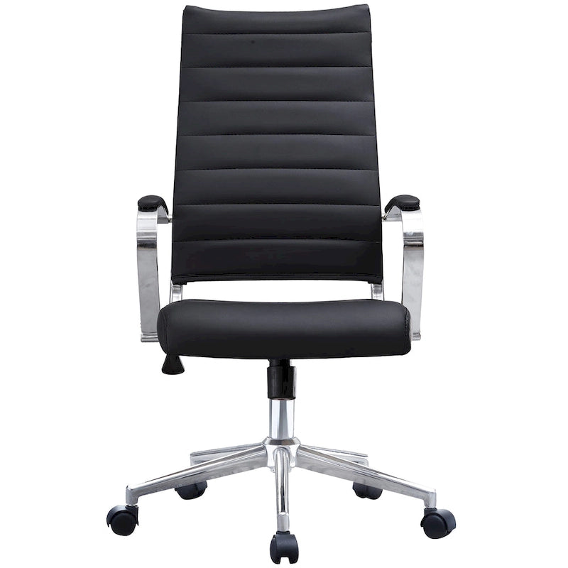 Fauteuil de bureau moderne à haut dossier, côtelé, en cuir PU, pivotant, inclinable et réglable