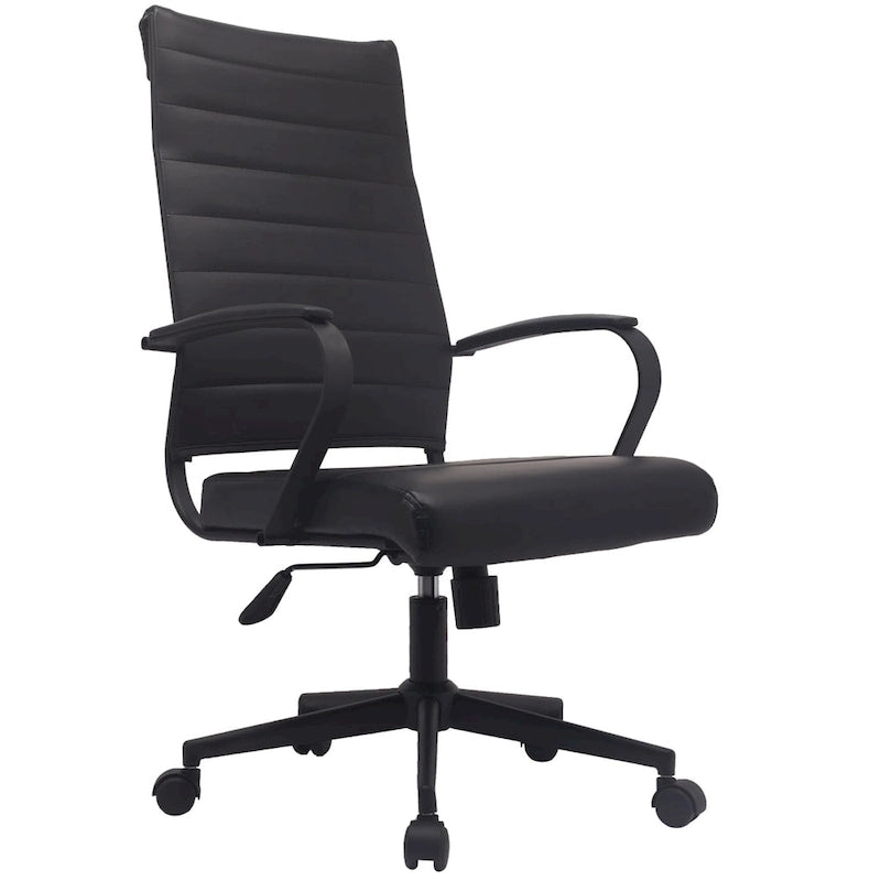 Fauteuil de bureau moderne à haut dossier, côtelé, en cuir PU, pivotant, inclinable et réglable