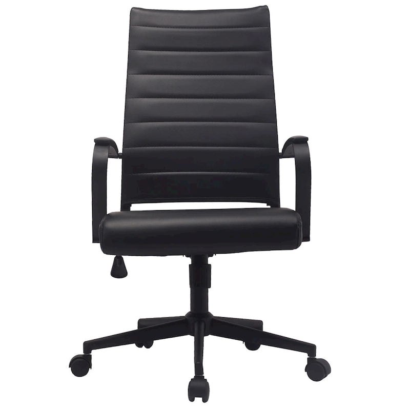 Fauteuil de bureau moderne à haut dossier, côtelé, en cuir PU, pivotant, inclinable et réglable