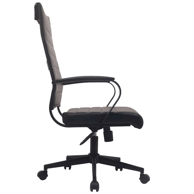 Fauteuil de bureau moderne à haut dossier, côtelé, en cuir PU, pivotant, inclinable et réglable