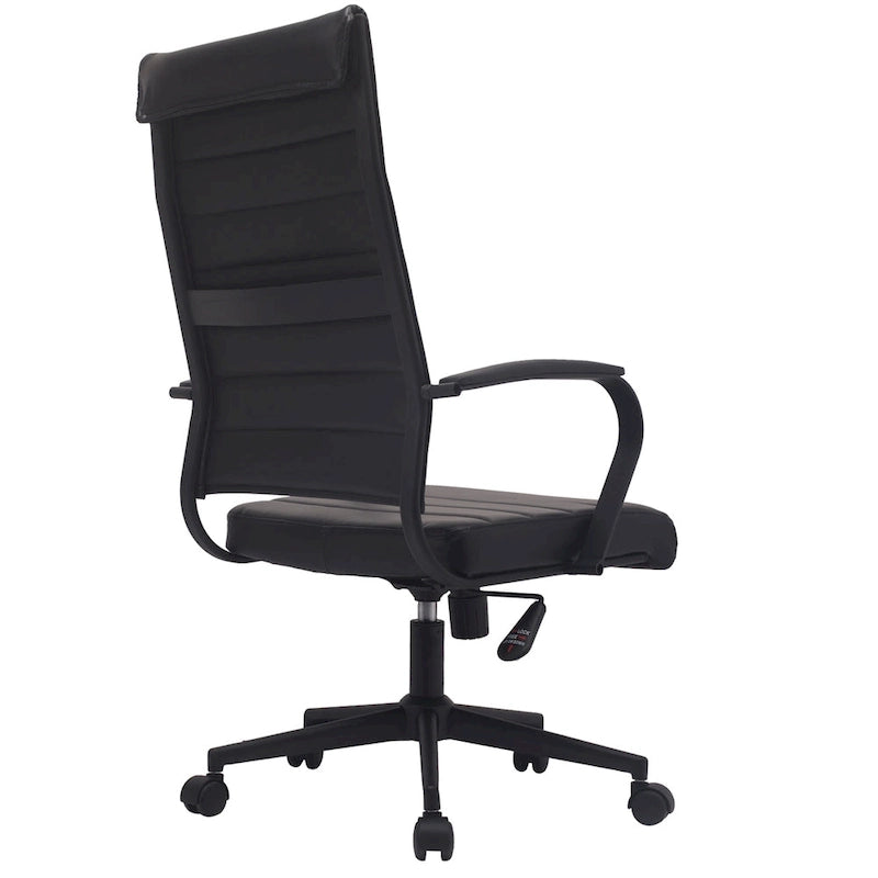 Fauteuil de bureau moderne à haut dossier, côtelé, en cuir PU, pivotant, inclinable et réglable