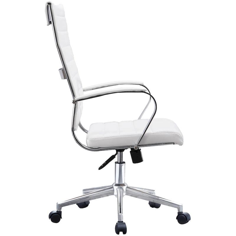 Fauteuil de bureau moderne à haut dossier, côtelé, en cuir PU, pivotant, inclinable et réglable