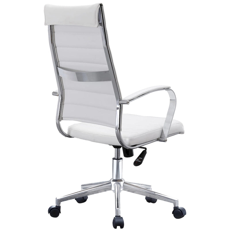 Fauteuil de bureau moderne à haut dossier, côtelé, en cuir PU, pivotant, inclinable et réglable
