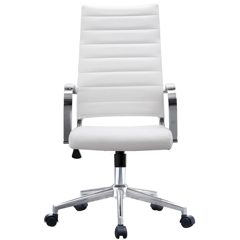 Fauteuil de bureau moderne à haut dossier, côtelé, en cuir PU, pivotant, inclinable et réglable