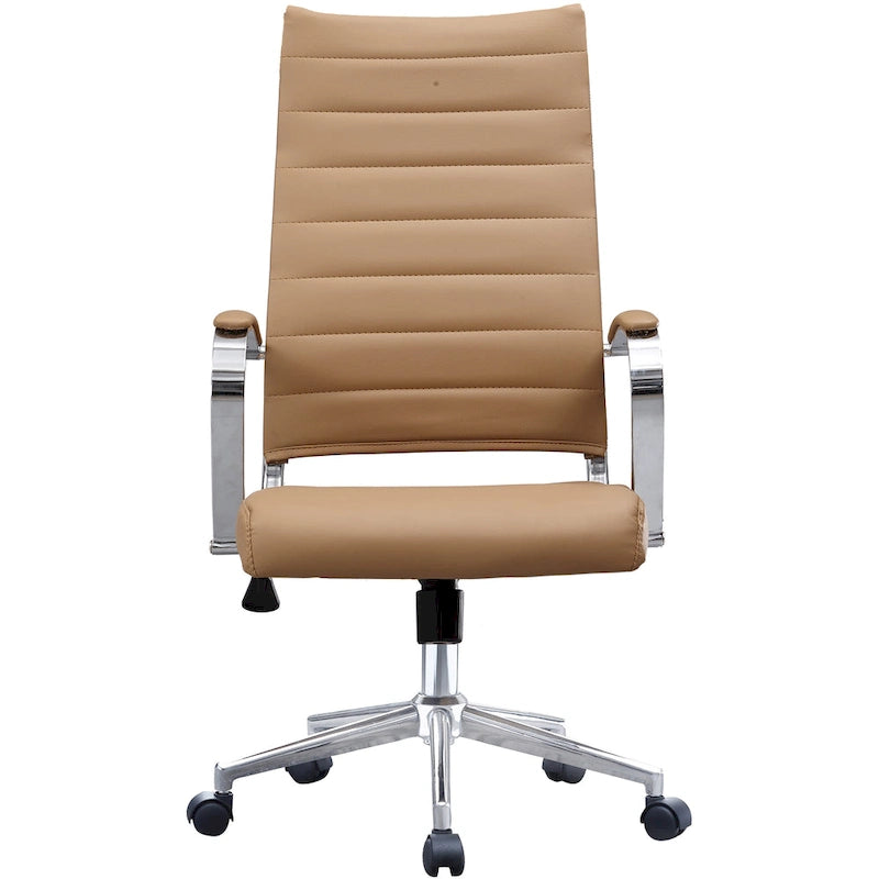 Fauteuil de bureau moderne à haut dossier, côtelé, en cuir PU, pivotant, inclinable et réglable