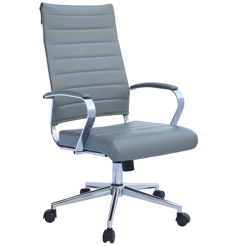 Fauteuil de bureau moderne à haut dossier, côtelé, en cuir PU, pivotant, inclinable et réglable