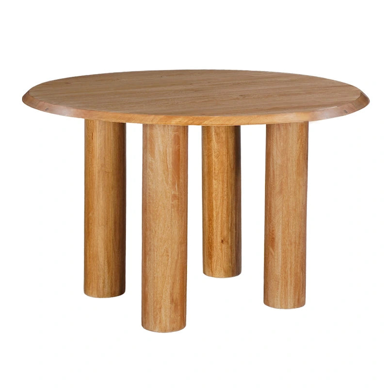 Table de salle à manger ronde en manguier naturel marron