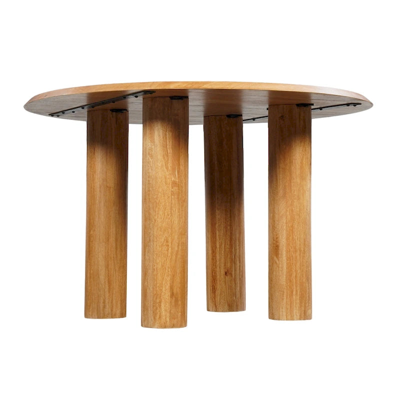 Table de salle à manger ronde en manguier naturel marron