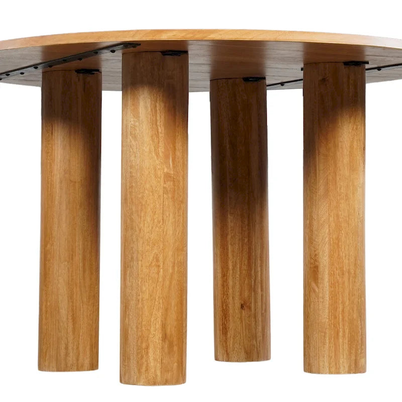 Table de salle à manger ronde en manguier naturel marron