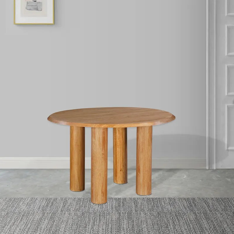 Table de salle à manger ronde en manguier naturel marron