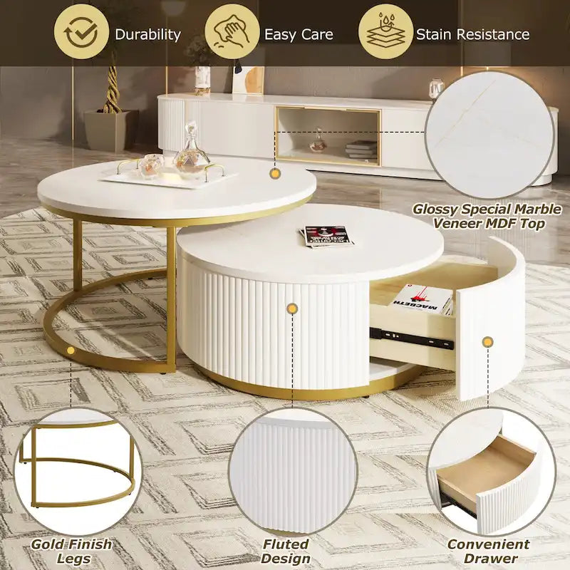 Table basse gigogne ronde moderne