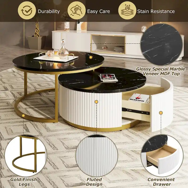 Table basse gigogne ronde moderne