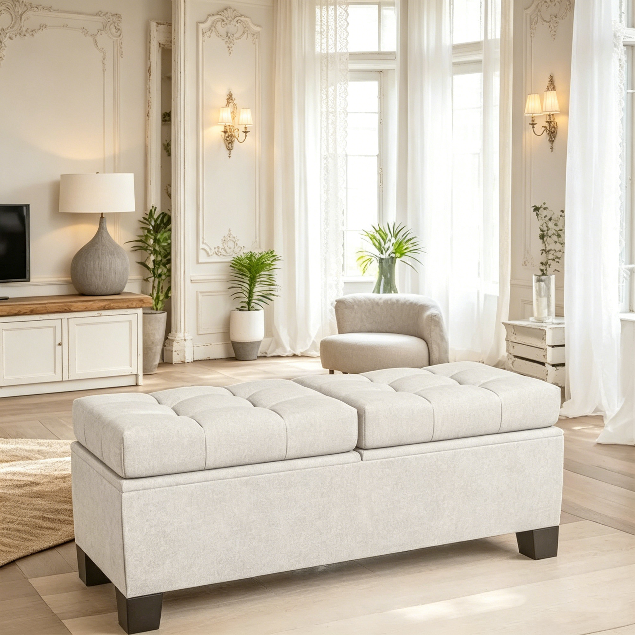 Banc de rangement capitonné