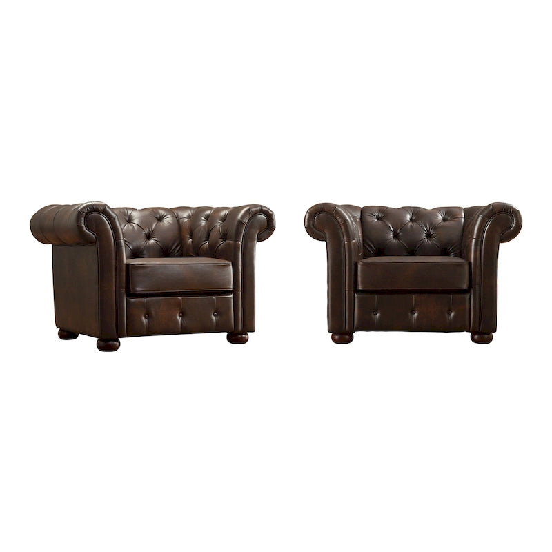 Fauteuil touffeté à bras roulés