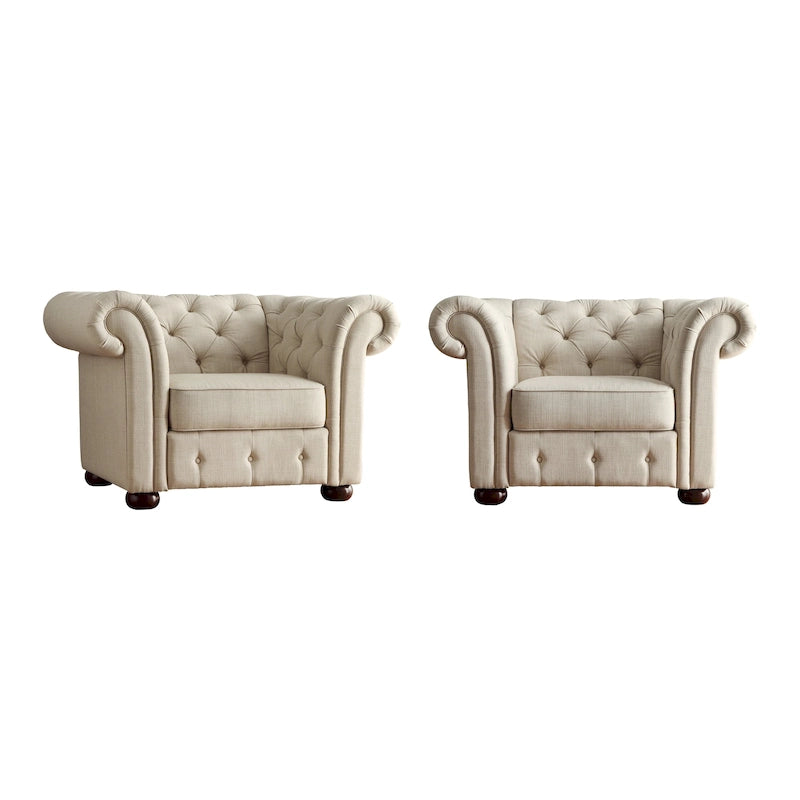 Fauteuil touffeté à bras roulés