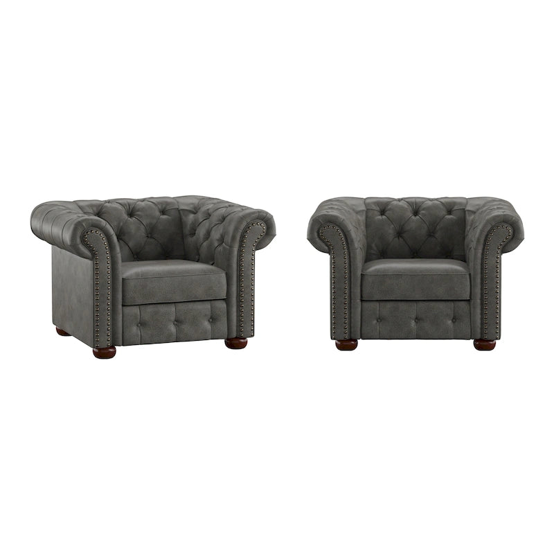 Fauteuil touffeté à bras roulés