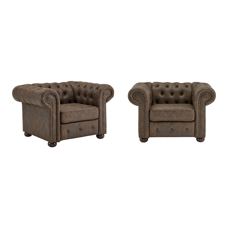 Fauteuil touffeté à bras roulés