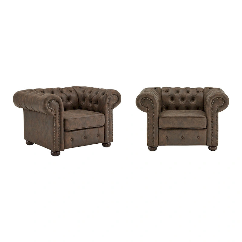 Fauteuil touffeté à bras roulés