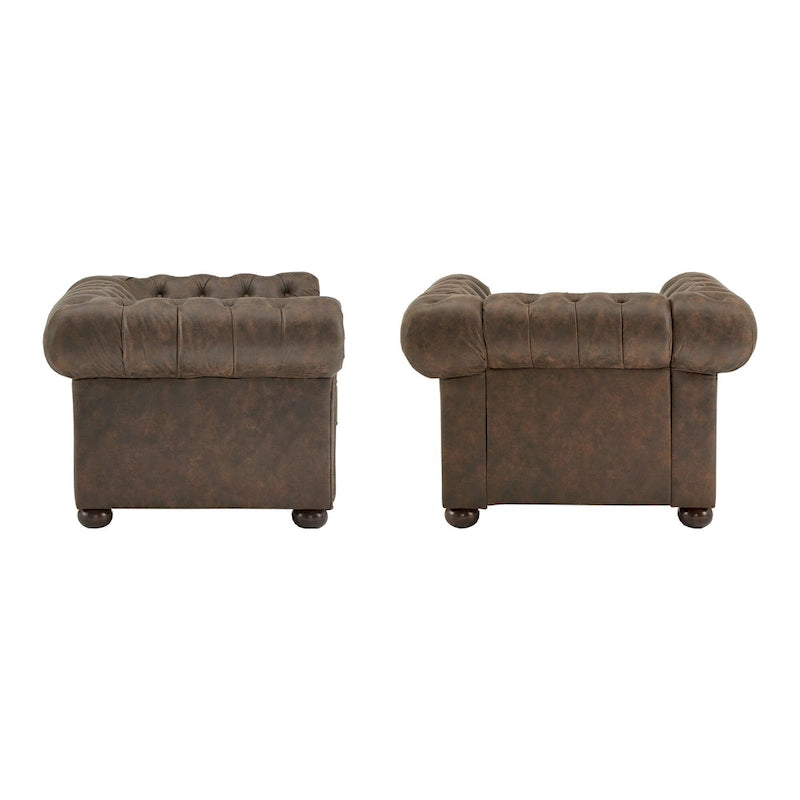 Fauteuil touffeté à bras roulés