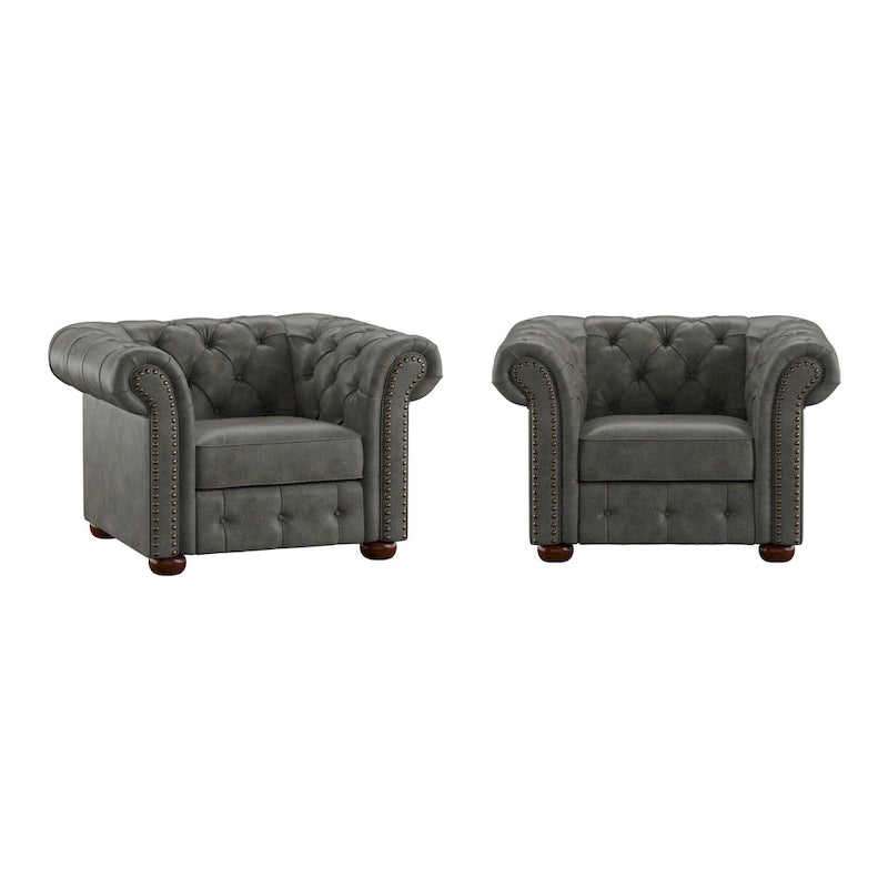 Fauteuil touffeté à bras roulés