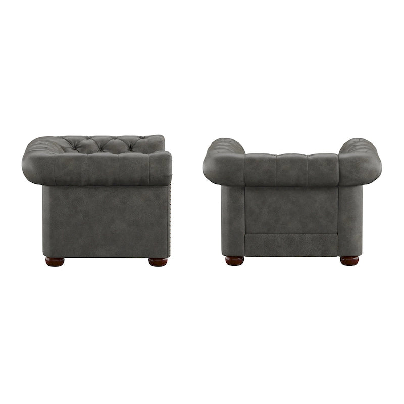 Fauteuil touffeté à bras roulés