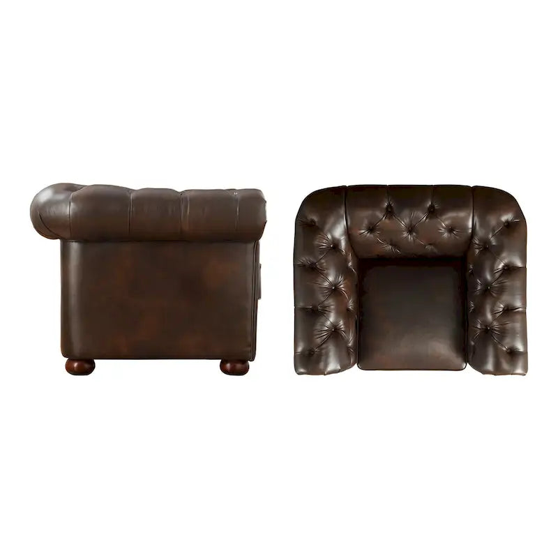 Fauteuil touffeté à bras roulés