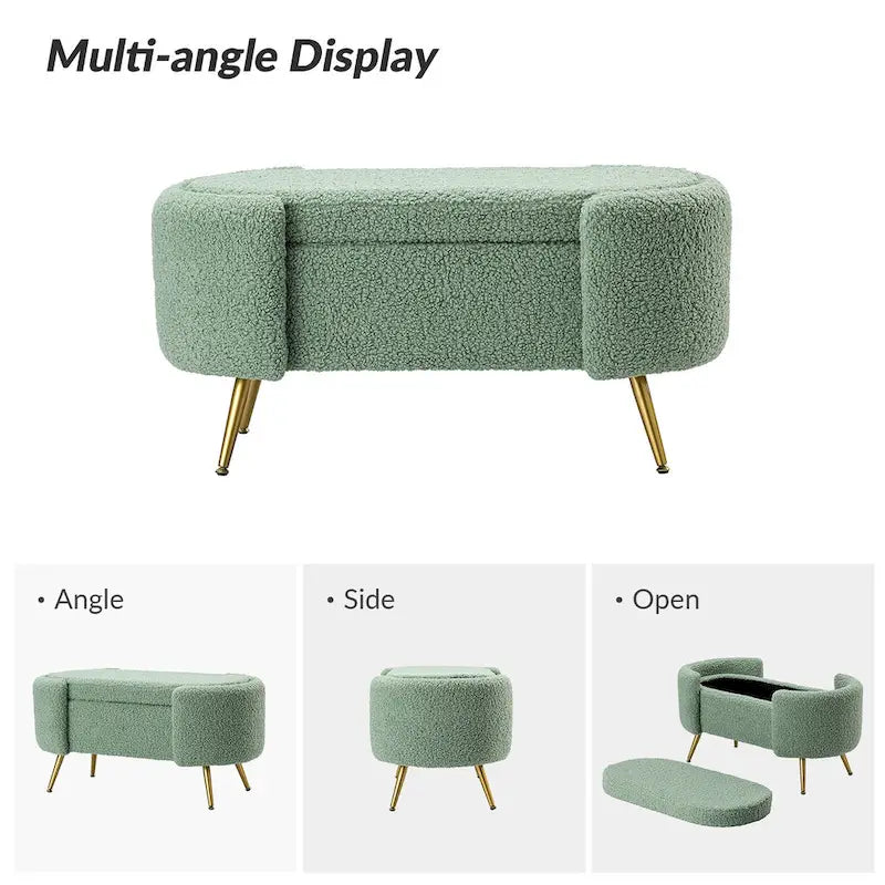 Banc de rangement large avec pieds en métal