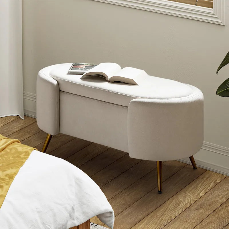 Banc de rangement large avec pieds en métal