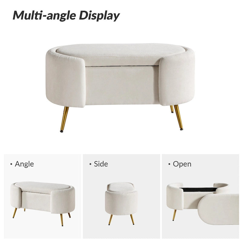 Banc de rangement large avec pieds en métal
